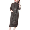 Autumn and Winter Jacquard Knitted Dress Women Vintage Warm  Sweater Dress Lady Elegant Loose Turtleneck Dress