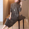 Autumn and Winter Jacquard Knitted Dress Women Vintage Warm  Sweater Dress Lady Elegant Loose Turtleneck Dress