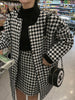 Autumn and Winter Plaid Mid Length Coat+wool High Waist Slim Skirt Suit Women's Blazer Suits Two Piece Sets Womens Outifits