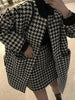 Autumn and Winter Plaid Mid Length Coat+wool High Waist Slim Skirt Suit Women's Blazer Suits Two Piece Sets Womens Outifits