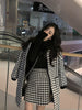 Autumn and Winter Plaid Mid Length Coat+wool High Waist Slim Skirt Suit Women's Blazer Suits Two Piece Sets Womens Outifits