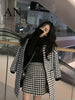 Autumn and Winter Plaid Mid Length Coat+wool High Waist Slim Skirt Suit Women's Blazer Suits Two Piece Sets Womens Outifits