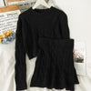 Autumn and Winter Style Slimming Hemp Pattern Round Neck Long-sleeved Sweater Suit Women's All-match Knitted Hip Skirt