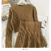 Autumn and Winter Style Slimming Hemp Pattern Round Neck Long-sleeved Sweater Suit Women's All-match Knitted Hip Skirt