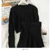 Autumn and Winter Style Slimming Hemp Pattern Round Neck Long-sleeved Sweater Suit Women's All-match Knitted Hip Skirt