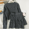 Autumn and Winter Style Slimming Hemp Pattern Round Neck Long-sleeved Sweater Suit Women's All-match Knitted Hip Skirt