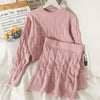 Autumn and Winter Style Slimming Hemp Pattern Round Neck Long-sleeved Sweater Suit Women's All-match Knitted Hip Skirt