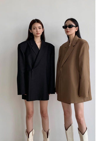 Autumn and Winter Women's Blazer Jacket Casual Solid Hidden Button Pocket Decorative Oversize Coat Fall 2023 Women Suit Blazer