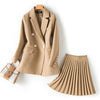 Autumn and winter  office women's skirt suit two-piece suit Casual slim long lady jacket Elegant pleated skirt