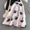 Autumn and winter light mature style Korean temperament mid-length skirt two-piece suit stand-up collar short sweater