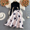 Autumn and winter light mature style Korean temperament mid-length skirt two-piece suit stand-up collar short sweater