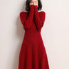 Autumn and winter women's pullover knit 100% pure cardigan dress cross-neck thickened versatile slim bottoming long skirt