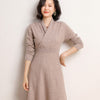 Autumn and winter women's pullover knit 100% pure cardigan dress cross-neck thickened versatile slim bottoming long skirt