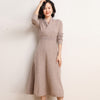 Autumn and winter women's pullover knit 100% pure cardigan dress cross-neck thickened versatile slim bottoming long skirt