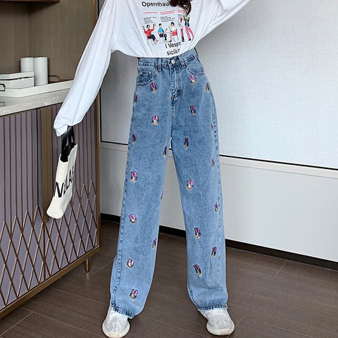 Autumn jeans Plaid pants plaid personality hip hop female wide leg pants Harajuku BF Vintage lattice Punk fun pants