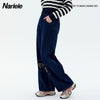 Autumn women love embroidered jeans retro do old versatile slacks high street straight casual pants
