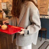 Autumn winter Houndstooth Woolen blazer women notched loose short suit jacket