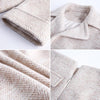 Autumn winter gentle wind coat women's mid-length double-breasted suit collar woolen coat +Two-piece skirt beige winter clothes
