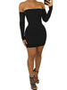 Autumn winter long sleeve dress Women's Sexy Off Shoulder Backless Lace Up Club Bodycon Mini Dress