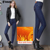 Autumn winter warm skinny jeans pants woman waist slim fleece denim pencil pants for women black female casual trousers femme