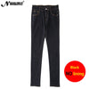 Autumn winter warm skinny jeans pants woman waist slim fleece denim pencil pants for women black female casual trousers femme