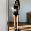 B-TOTO American Retro Black And Gray Niche Letters Raw Edge Shorts Female Tide Ins Summer Pants 2022 Fashion