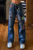 B-TOTO American Retro Dark Blue Heavy Industry Stitching High-waisted Straight-leg Jeans Female Tide Ins 2022 Fashion