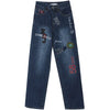 B-TOTO American Retro Dark Blue Heavy Industry Stitching High-waisted Straight-leg Jeans Female Tide Ins 2022 Fashion