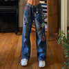 B-TOTO American Retro Dark Blue Heavy Industry Stitching High-waisted Straight-leg Jeans Female Tide Ins 2022 Fashion