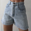 B-TOTO American Retro Light Blue Thin Denim Shorts Female Summer High Waist Tide Ins Pants 2022 Fashion