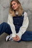 B-TOTO European And American Retro Blue Simple Denim Suspenders Trousers Loose Wild And Thin Straight-leg Pants 2022 Fashion