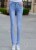 B2073 2022 spring autumn Korean version women slim and thin pencil students light blue elastic jeans