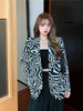 BEENLE Blazer Woman Spring 2023 Korean Spring Coat Long-sleeved Zebra Print Chiffon Designer Cardigan Women Clothing