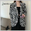 BEENLE Blazer Woman Spring 2023 Korean Spring Coat Long-sleeved Zebra Print Chiffon Designer Cardigan Women Clothing