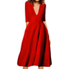 High Quality Sexy High Waist Dress 2022 Summer Five Sleeves Deep V Female Dress Elegant party Vintage Long Dresses women