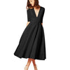High Quality Sexy High Waist Dress 2022 Summer Five Sleeves Deep V Female Dress Elegant party Vintage Long Dresses women