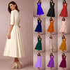 High Quality Sexy High Waist Dress 2022 Summer Five Sleeves Deep V Female Dress Elegant party Vintage Long Dresses women