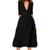 High Quality Sexy High Waist Dress 2022 Summer Five Sleeves Deep V Female Dress Elegant party Vintage Long Dresses women
