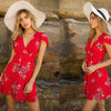 Summer V neck Floral Print Sexy Short Dress Women Bandages Bohemian Short Sleeve Dresses 2022 Beach Mini Dress Vestido
