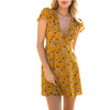 Summer V neck Floral Print Sexy Short Dress Women Bandages Bohemian Short Sleeve Dresses 2022 Beach Mini Dress Vestido