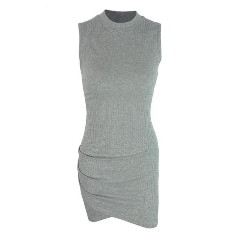 Summer Women Dress Fashion Irregular Sexy Dresses Gray Short Sleeves Women Clothing Casual Party Bodycon Pencil Dress