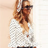 Women V Neck Ruffles White Blouse 2022 Vintage Polka Dot Chiffon Blouses Shirts Sexy Peplum Tops Blusas Summer Shirt