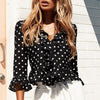 Women V Neck Ruffles White Blouse 2022 Vintage Polka Dot Chiffon Blouses Shirts Sexy Peplum Tops Blusas Summer Shirt