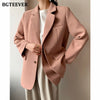 BGTEEVER 2022 Spring Solid Jacket Women Suits Single-breasted Blazer Office Ladies Formal Blazer Notched Collar Outwear Femme
