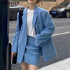 BGTEEVER Autumn Loose Women Shorts Suits Long Sleeve Blazer & Pencil Mini Skirts Elegant Ladies 2 Pieces Skirt Set 2022