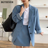 BGTEEVER Autumn Loose Women Shorts Suits Long Sleeve Blazer & Pencil Mini Skirts Elegant Ladies 2 Pieces Skirt Set 2022