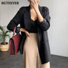 BGTEEVER Autumn Notched Collar Women Blazer Elegant Long Sleeve Loose Double Breasted Female Suits Jackets 2022