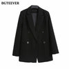 BGTEEVER Autumn Notched Collar Women Blazer Elegant Long Sleeve Loose Double Breasted Female Suits Jackets 2022
