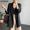 BGTEEVER Autumn Notched Collar Women Blazer Elegant Long Sleeve Loose Double Breasted Female Suits Jackets 2022