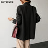 BGTEEVER Autumn Notched Collar Women Blazer Elegant Long Sleeve Loose Double Breasted Female Suits Jackets 2022